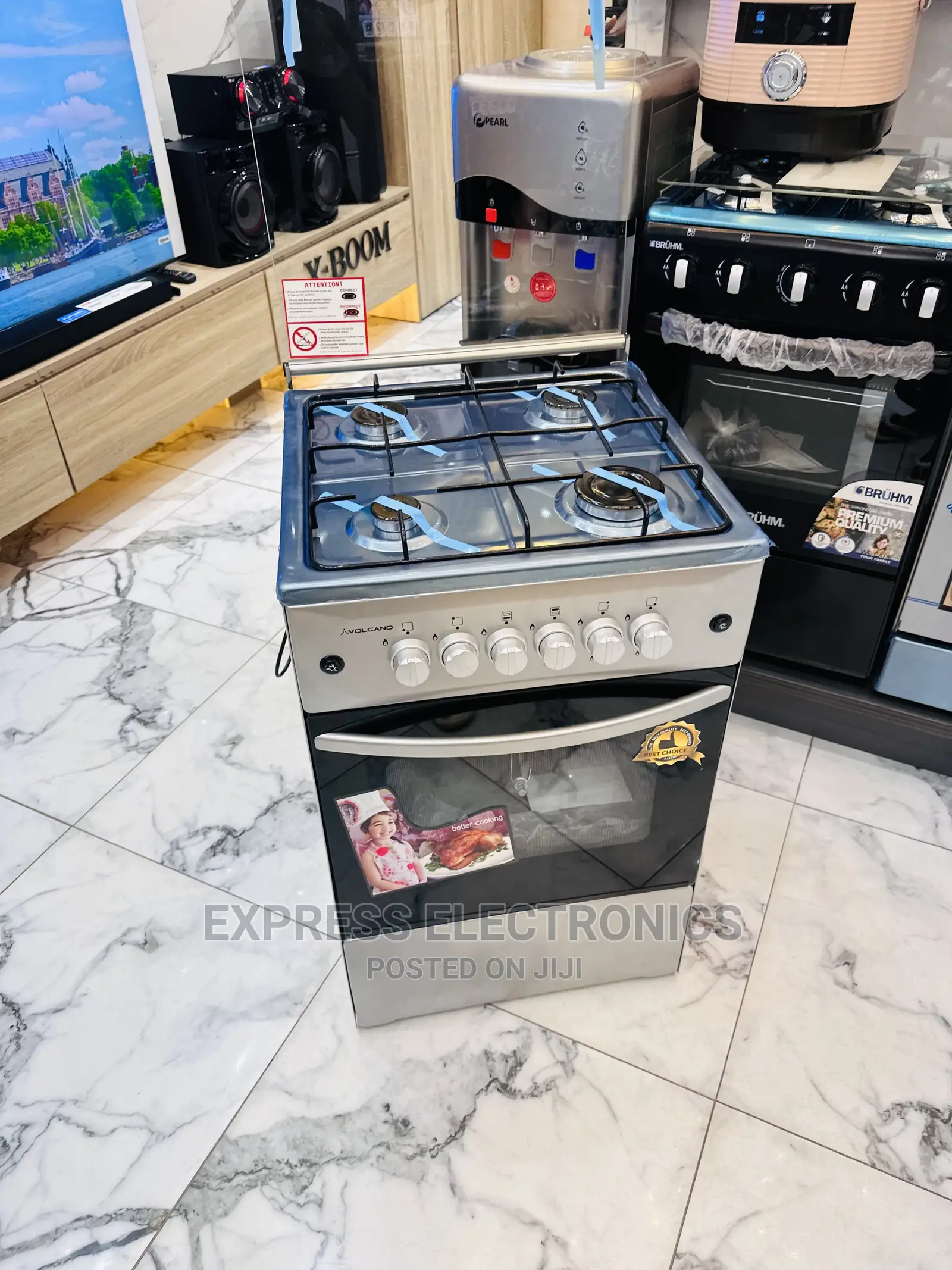 Stand Up  Cooker Oven 50/50 4burner Grey Color