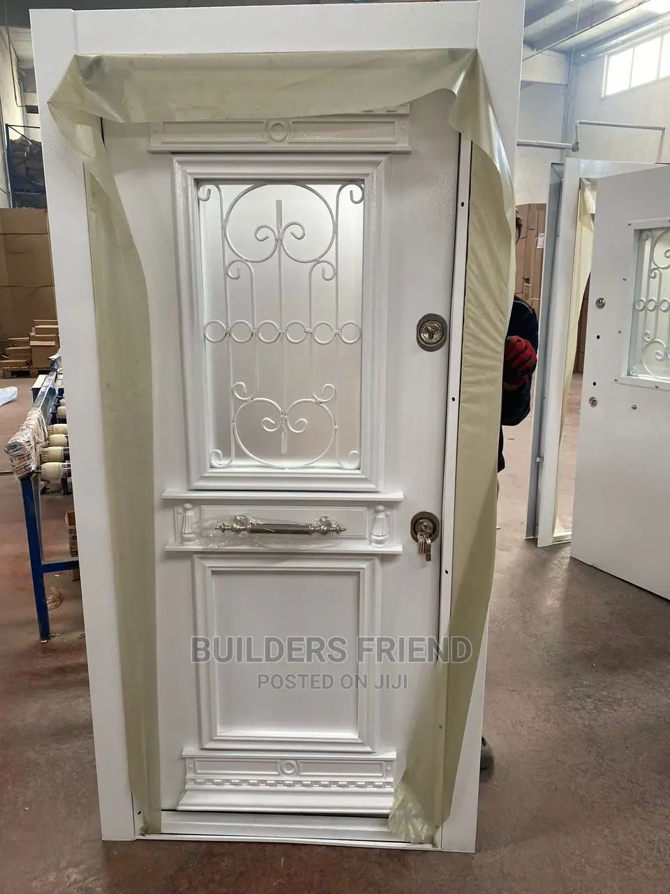 All White Burglarproof Glass Single Heavyduty Security Door