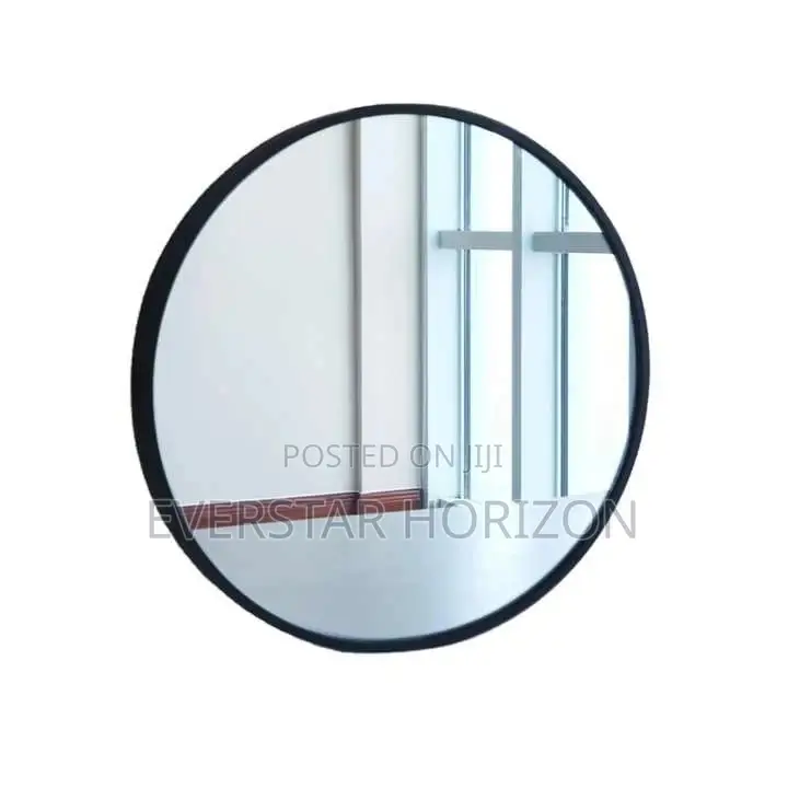 Round Matte Black High Definition Mirror