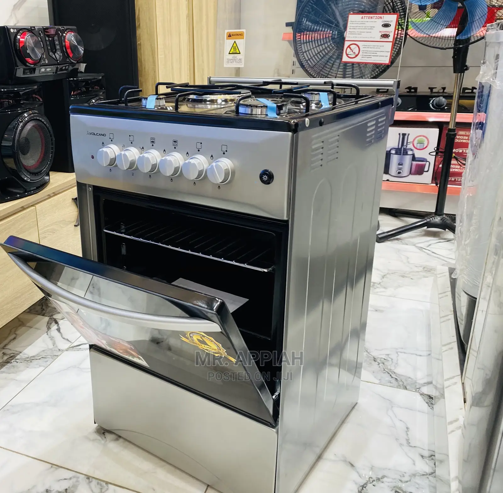 Durable Volcano Ionx Gray 3 Gas + 1 Electric Cooker 