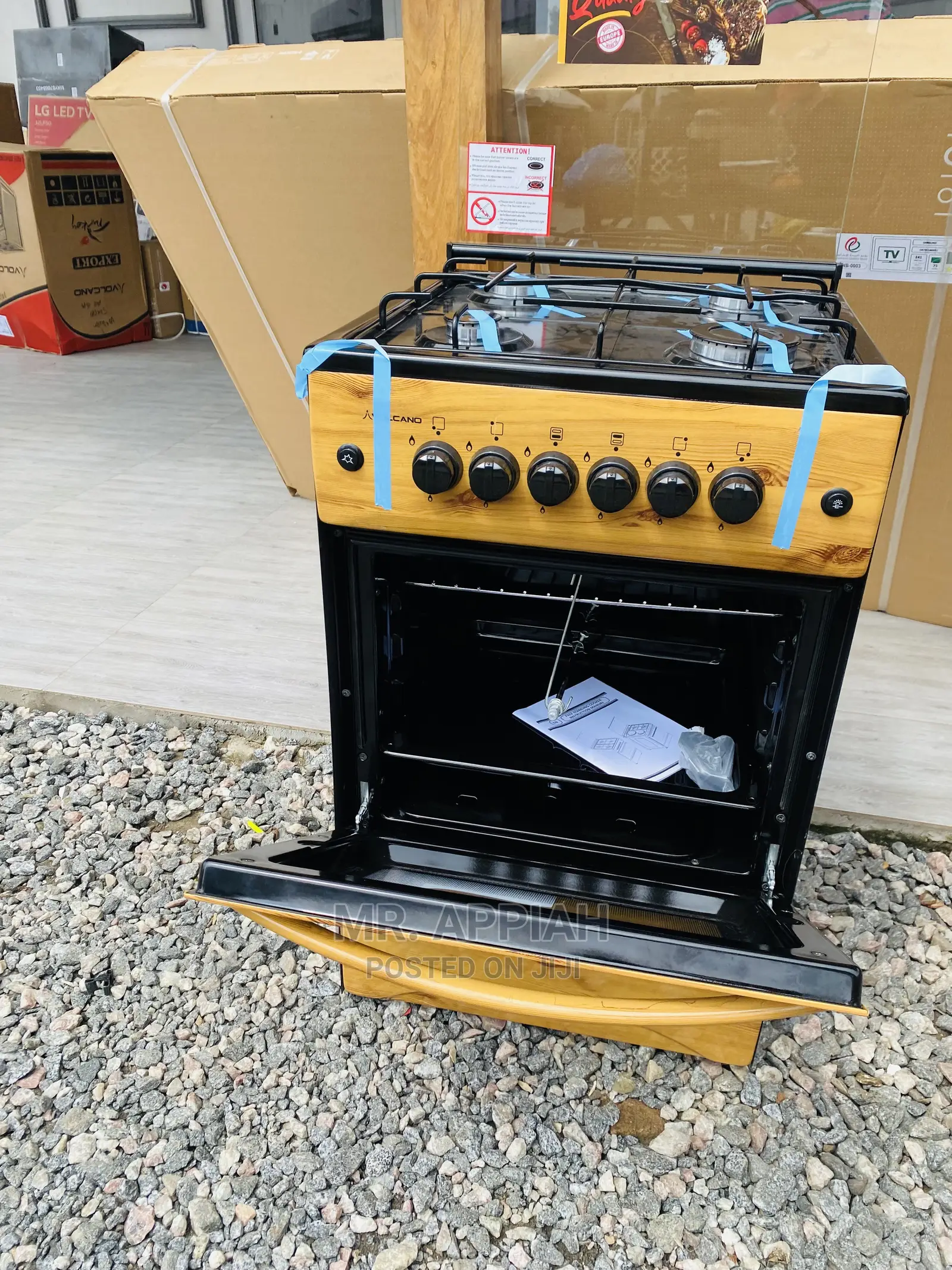 Budget-Friendly Volcano Ignition 4 Gas Cooker(Light Wooden)