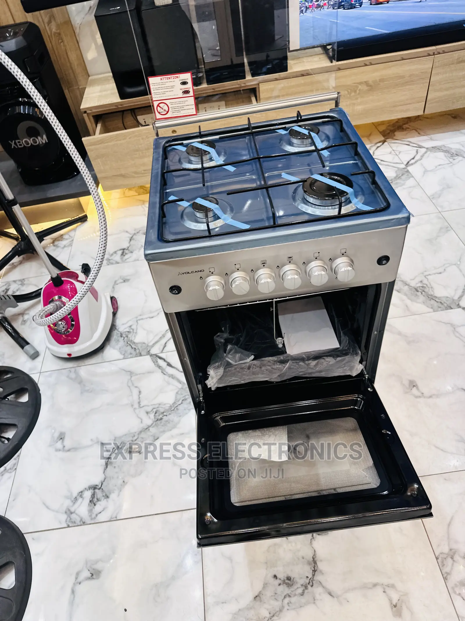 Gas Efficiency Sleek Grey Auto Ignition 4burner Cooker Oven