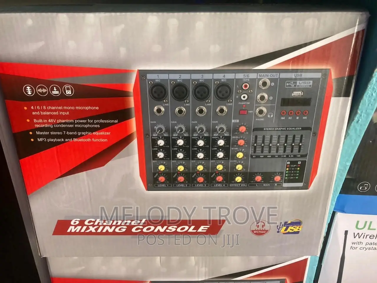 6-Channel Mixing Console (Powered) With MP3 Playback and BT