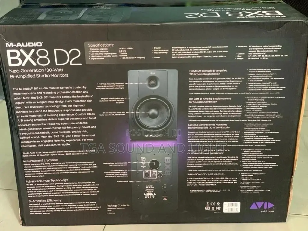 M Audio Bx8 Studio Monitors (D2 8 Inches)