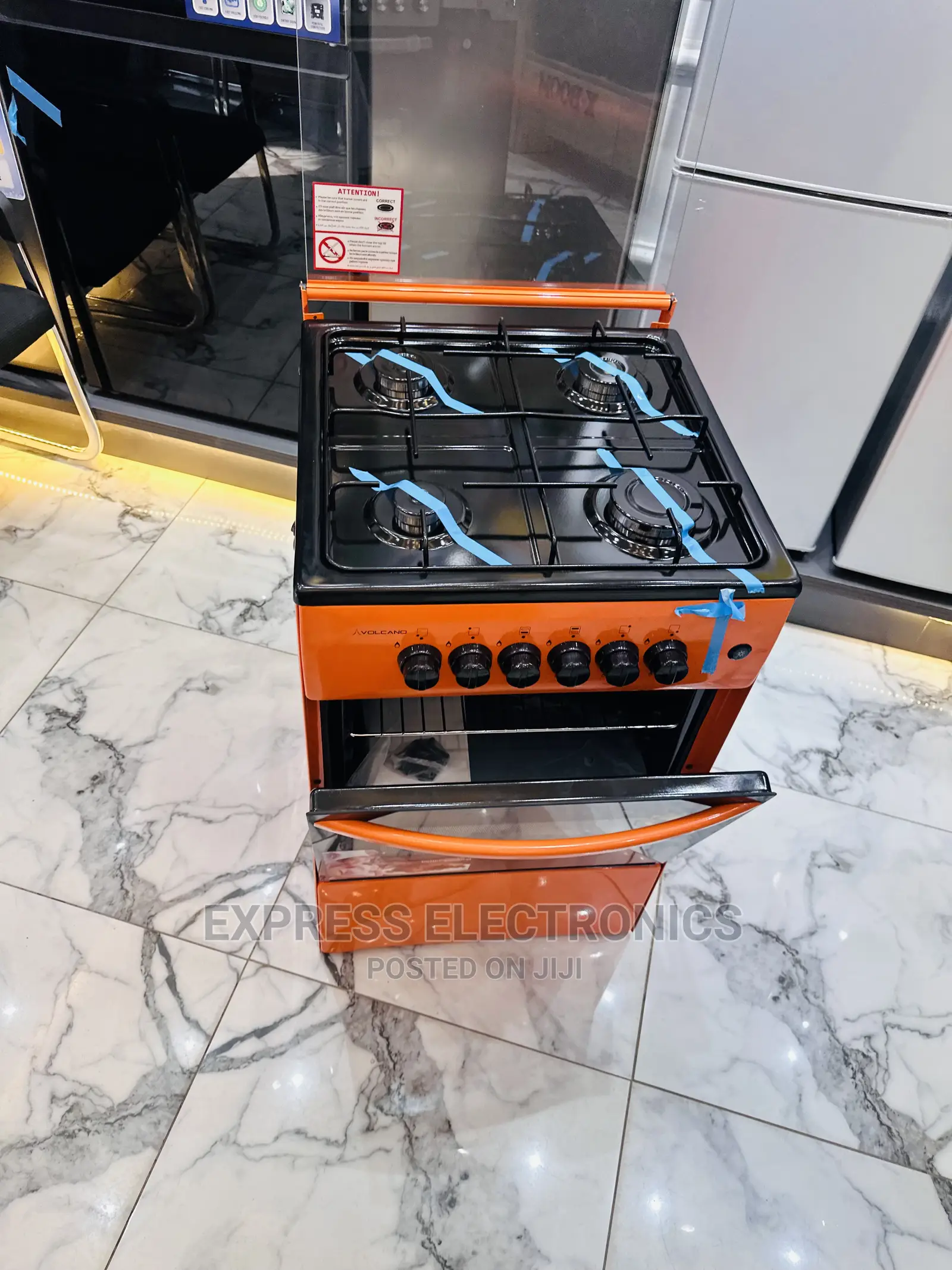 Volcano Gas Cooker Oven 4burner Lamp Inbuilt 50/50 Orange