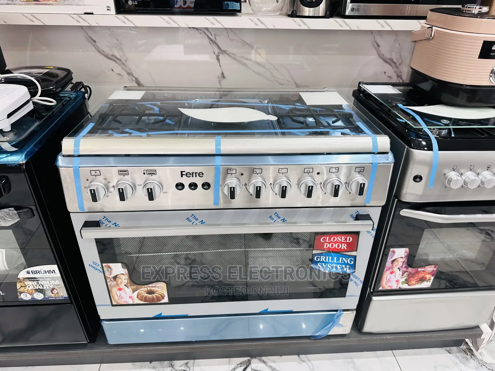 60x90 (6B) 4* 2 Inox Cooker Electric and Gas Oven Grey