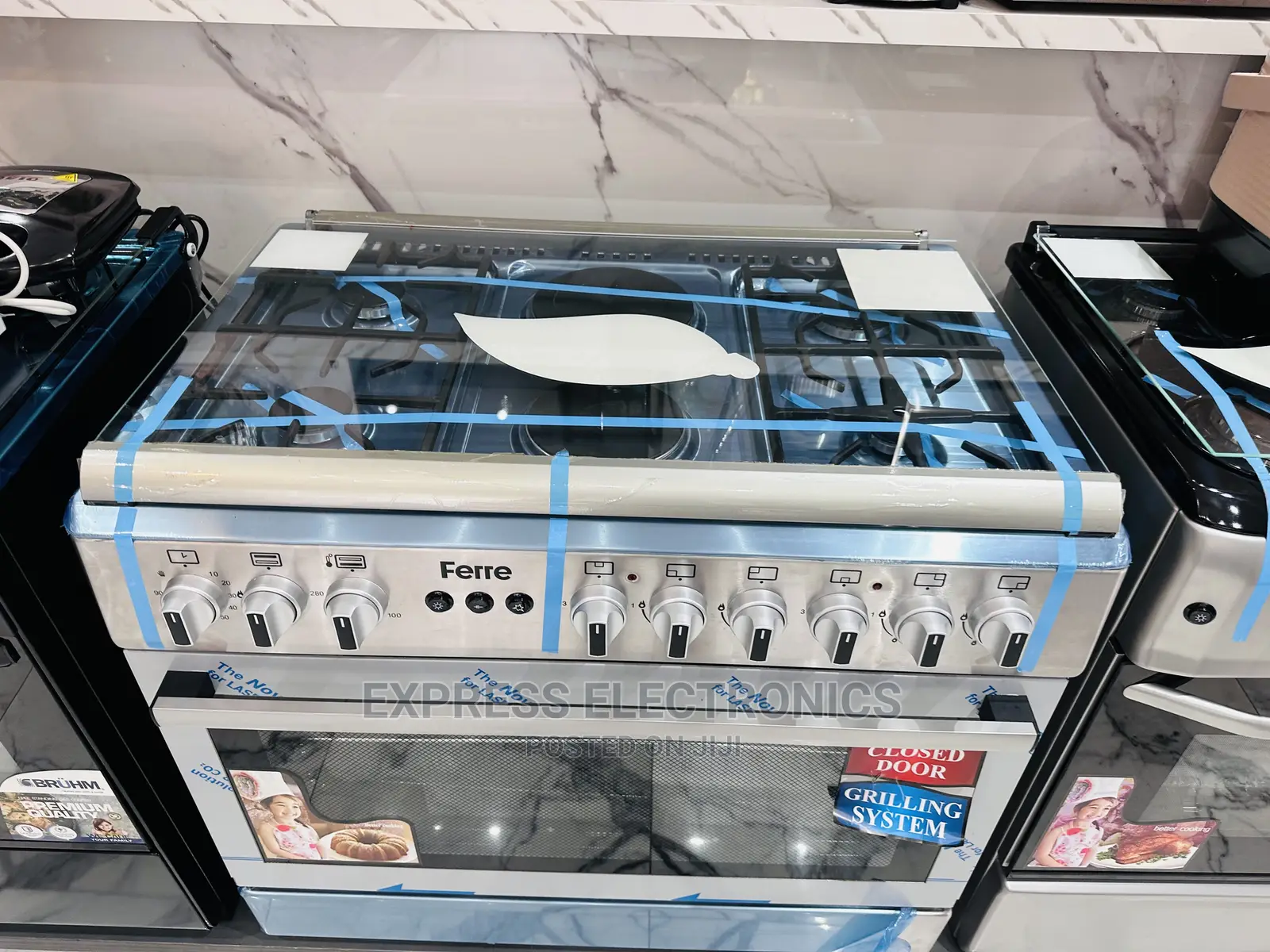 60x90 (6B) 4* 2 Inox Cooker Electric and Gas Oven Grey