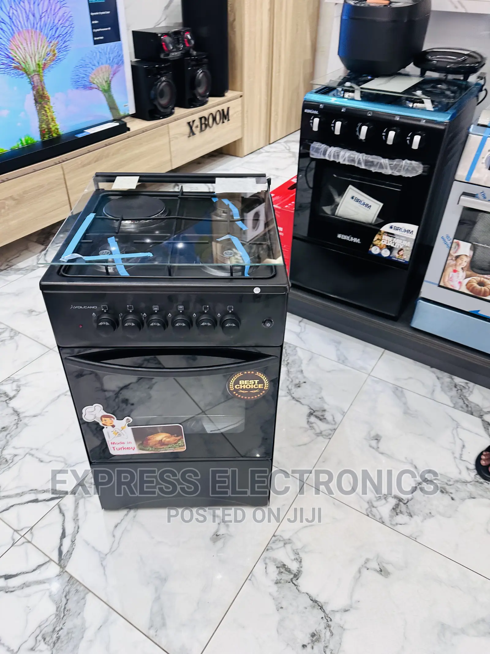 East Cleaning Oven Cooker 3+1 Gas and Electric Black