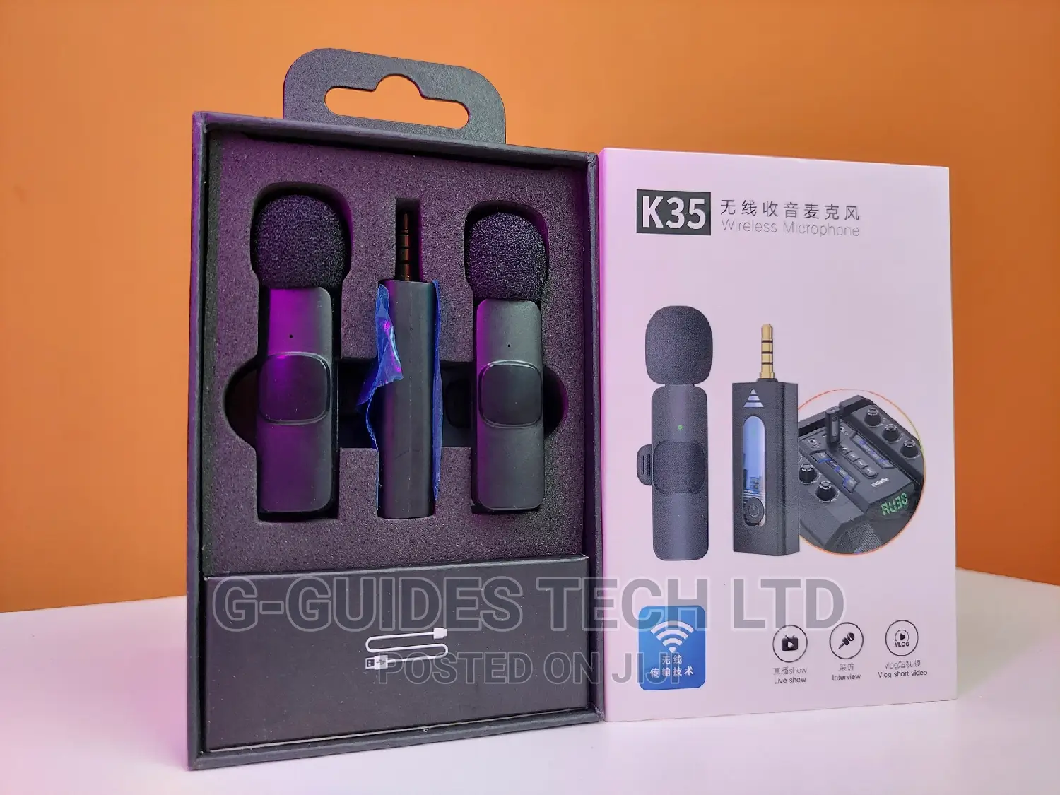 K35 Dual Wireless Microphone For 3.5mm Aux Supported Devices