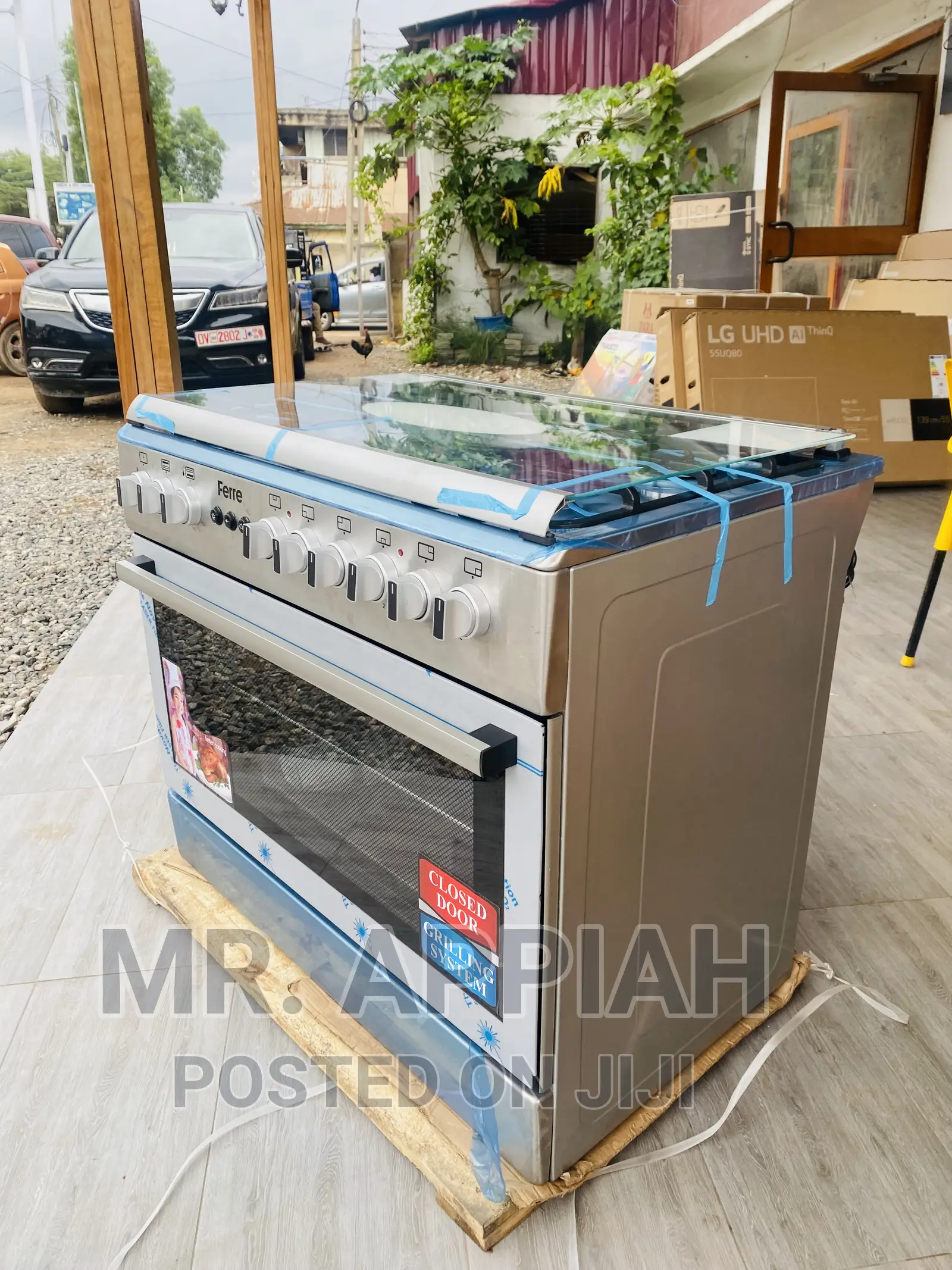 New Ferre 60x90 2 Electric + 4 Gas Cooker With Rotisserie.