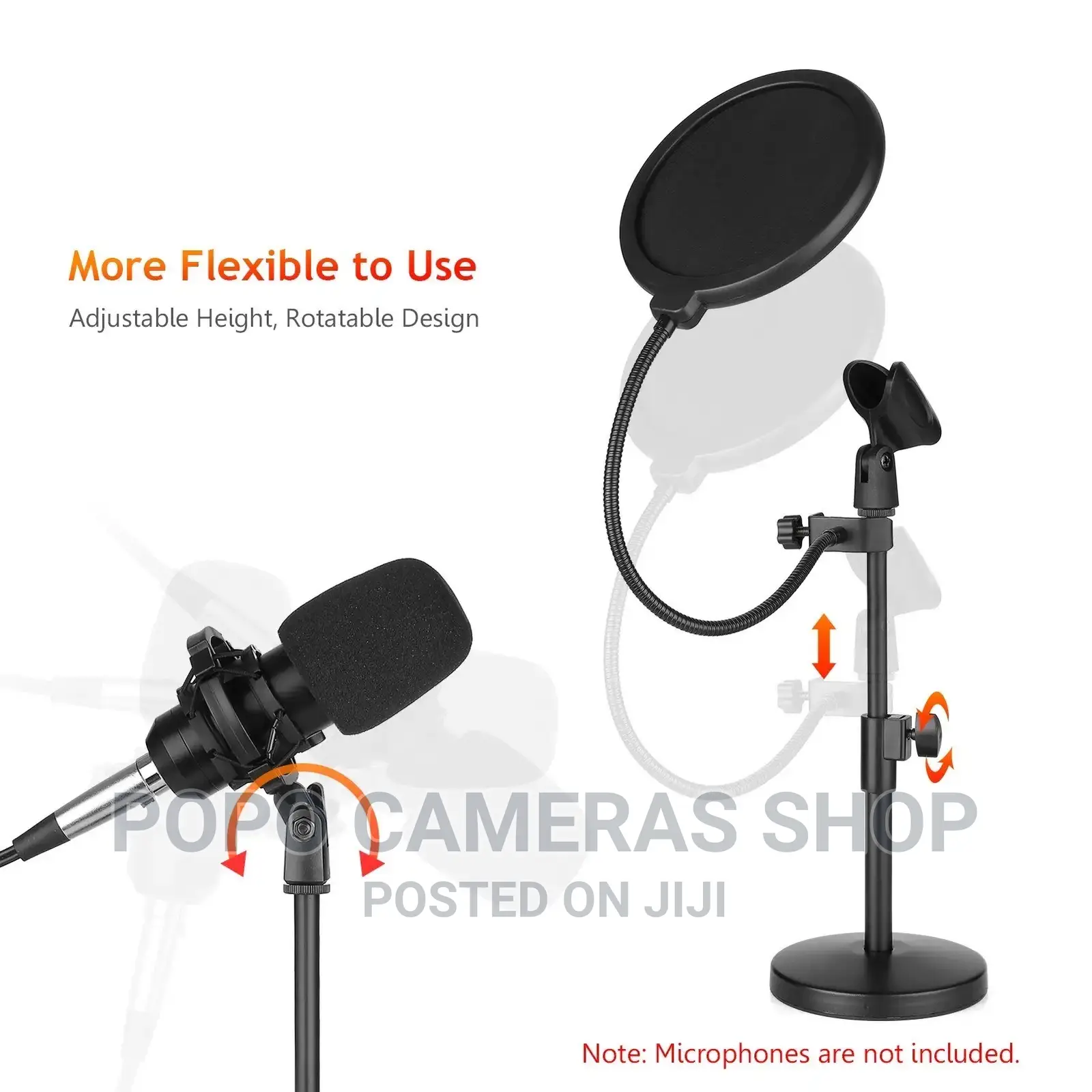 Dual Purpose Desktop Microphone Stand With Noise Filter
