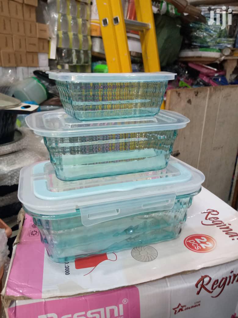 Plastic Storage Bowls - 3 Pieces Blue/White