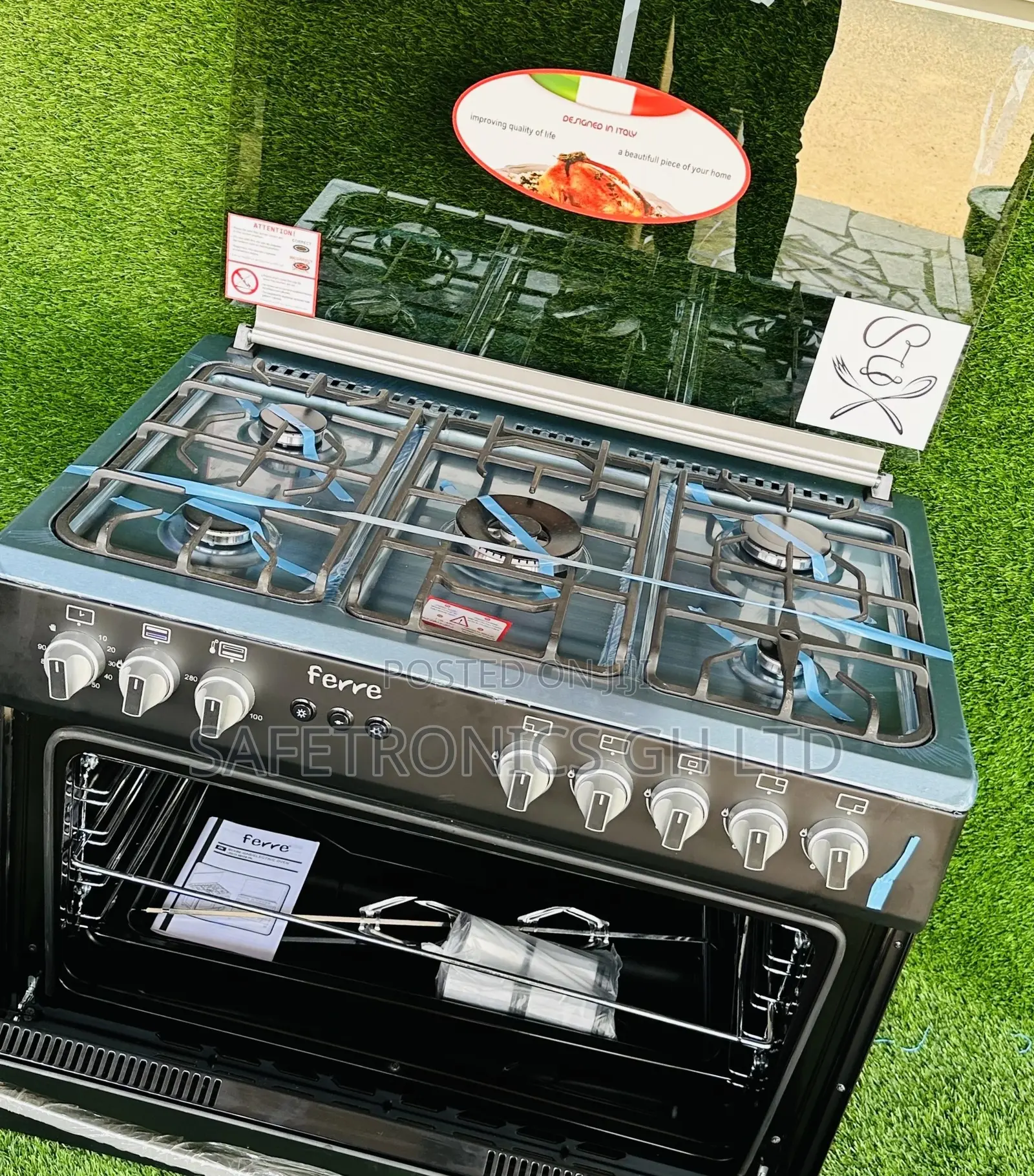 Oven With Grill 5 Gas Black Ferre 60x90 Cooker Burner