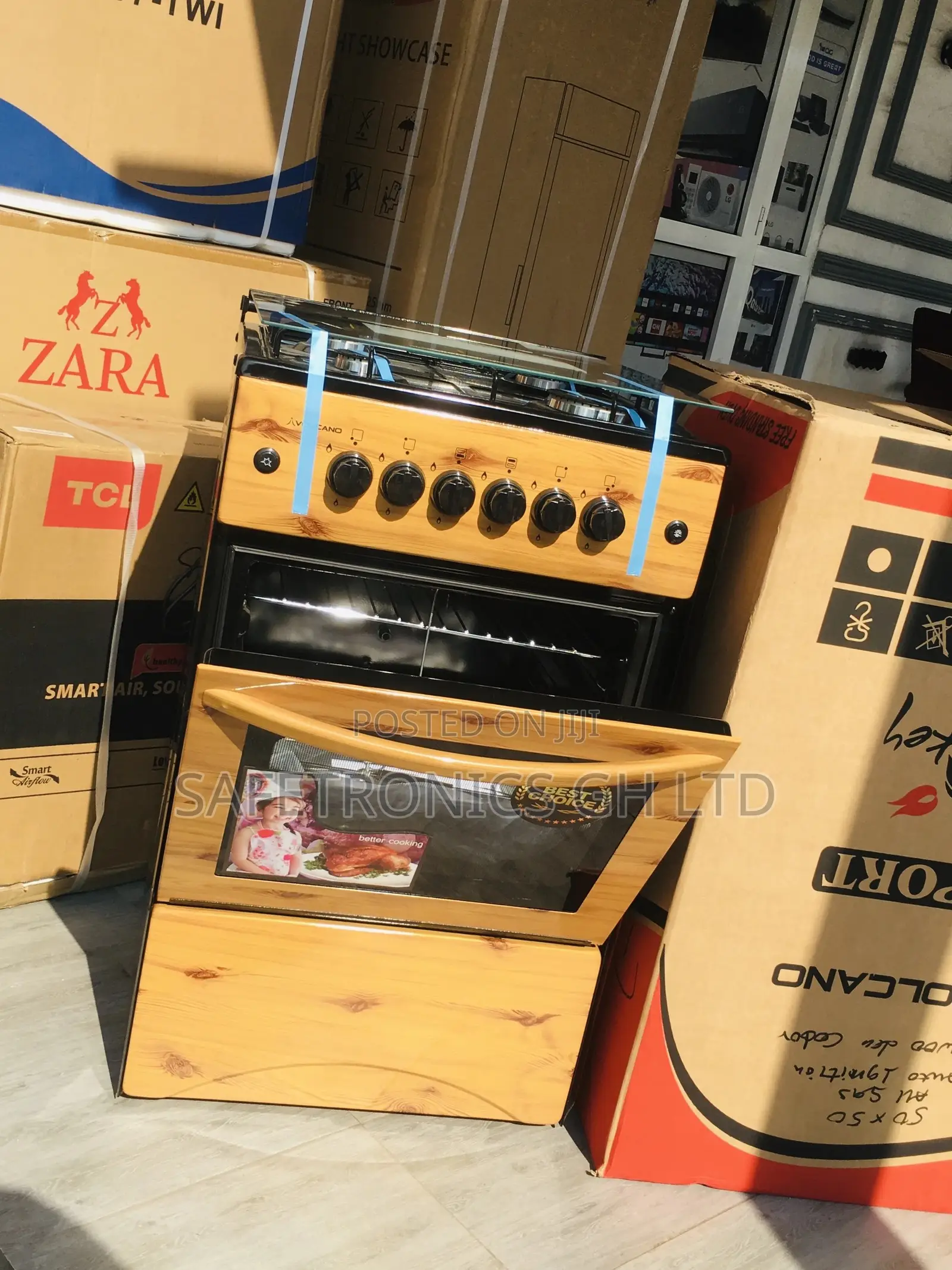 4 Gas Burner Oven With Grill Light Wooden 50x50