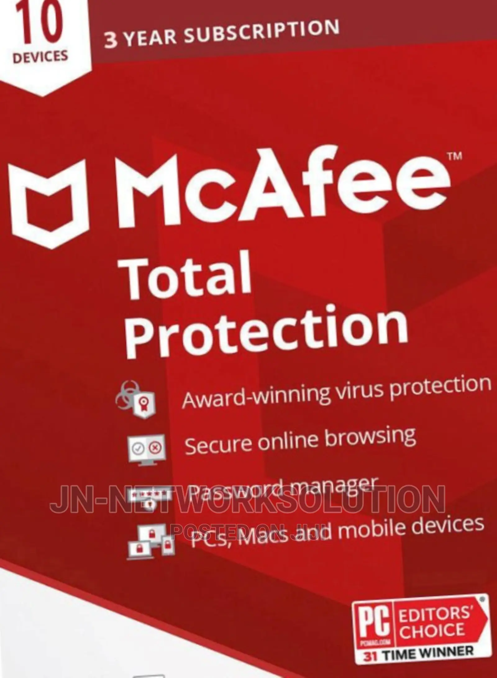 McAfee Total Protection 10 Devices 3 Year Windows/Mac/Androi