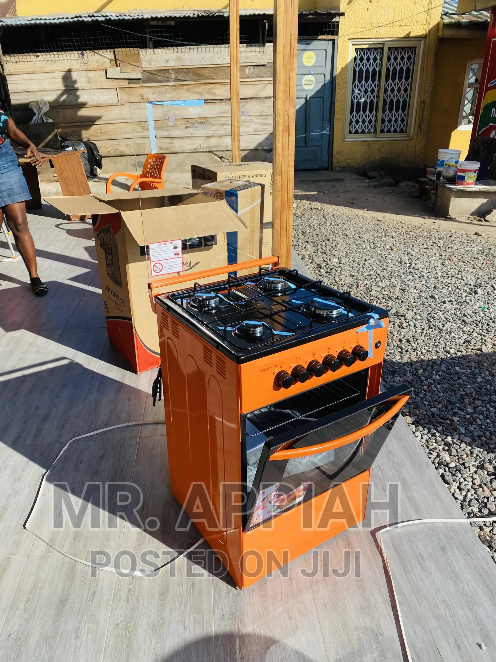 High Volcano(Orange)50x50 4 Gas Cooker With Oven and Grill.