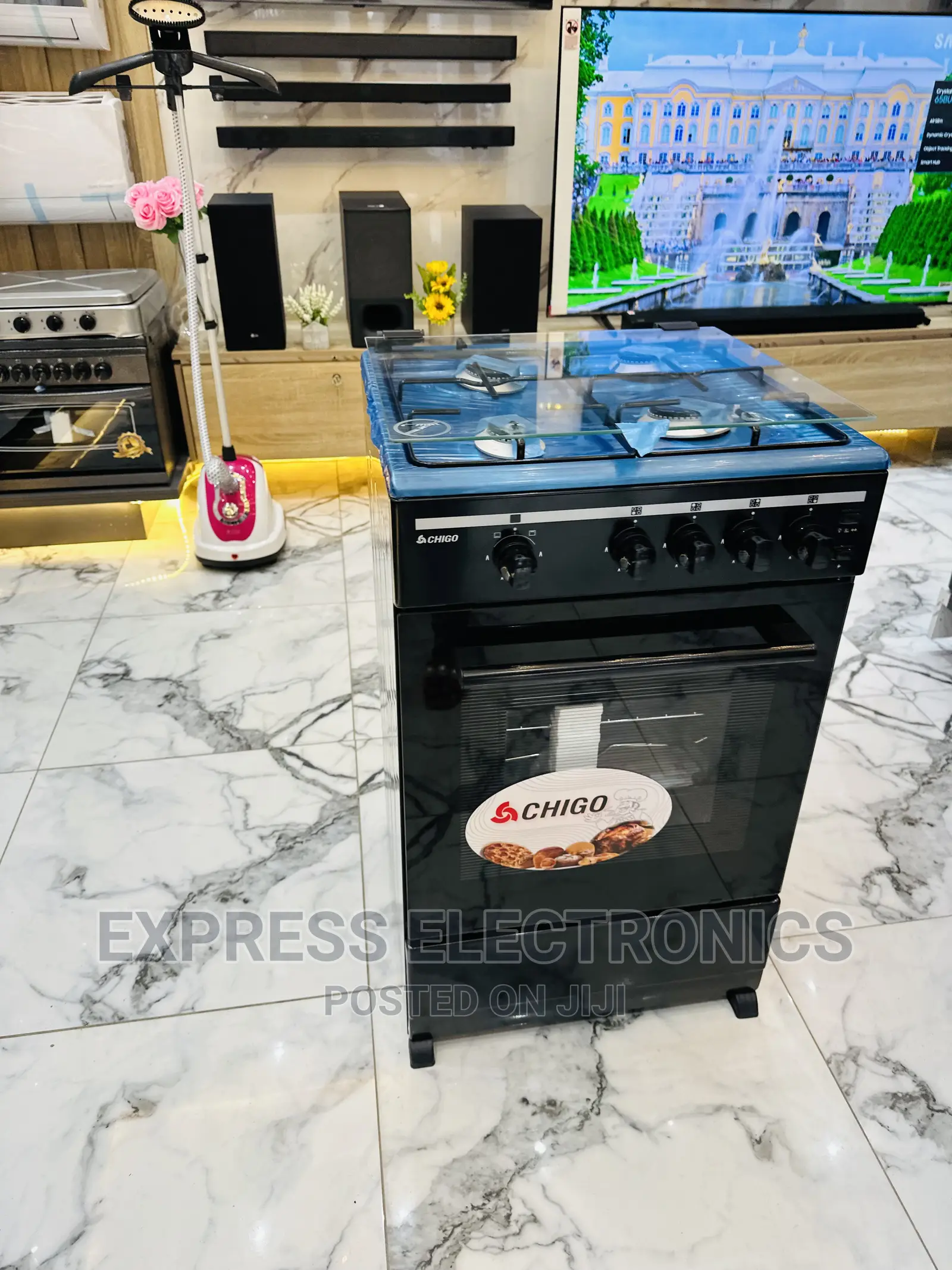 Chigo High Quality 4burner Oven Grill 50/50 Black