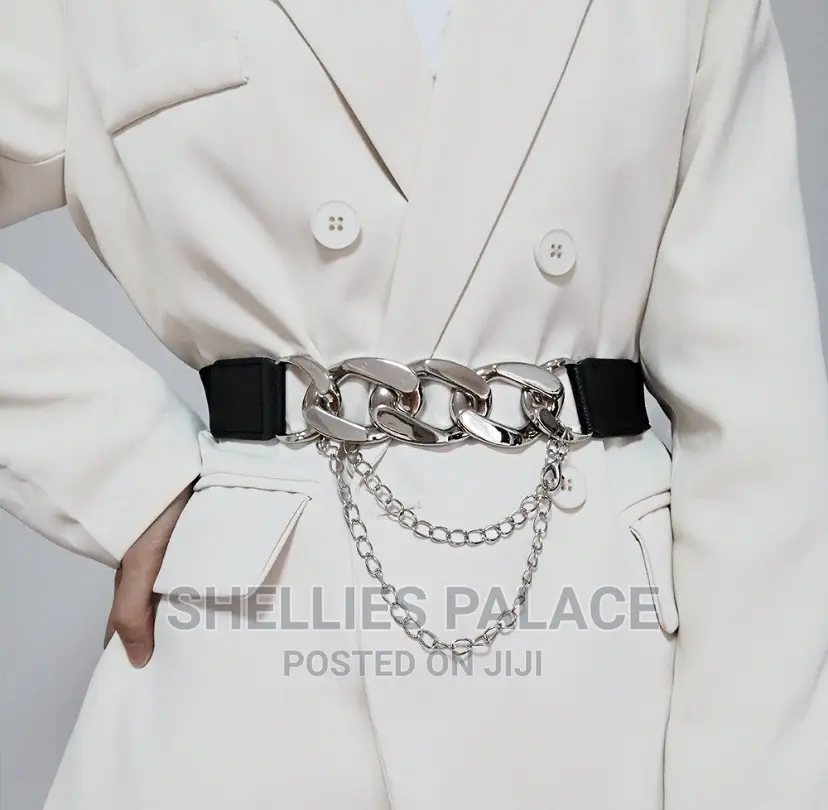 Ladies European and American Metal Chain Multi Buckle Belt
