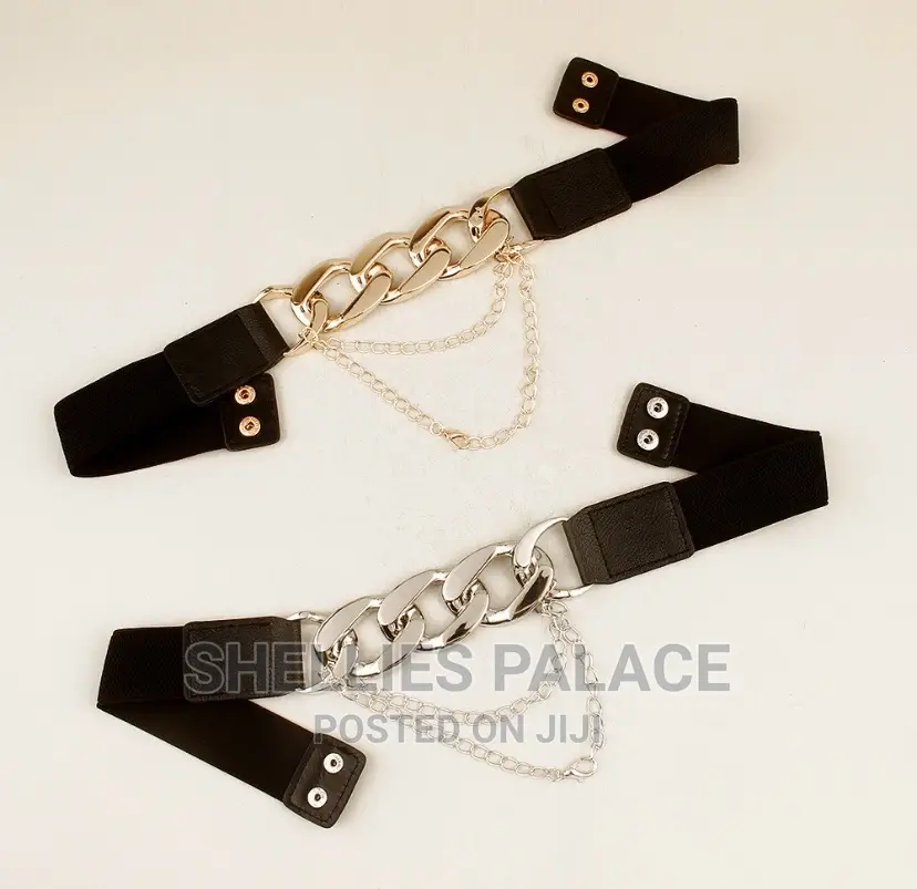 Ladies European and American Metal Chain Multi Buckle Belt