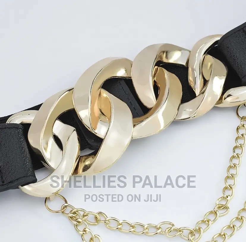 Ladies European and American Metal Chain Multi Buckle Belt