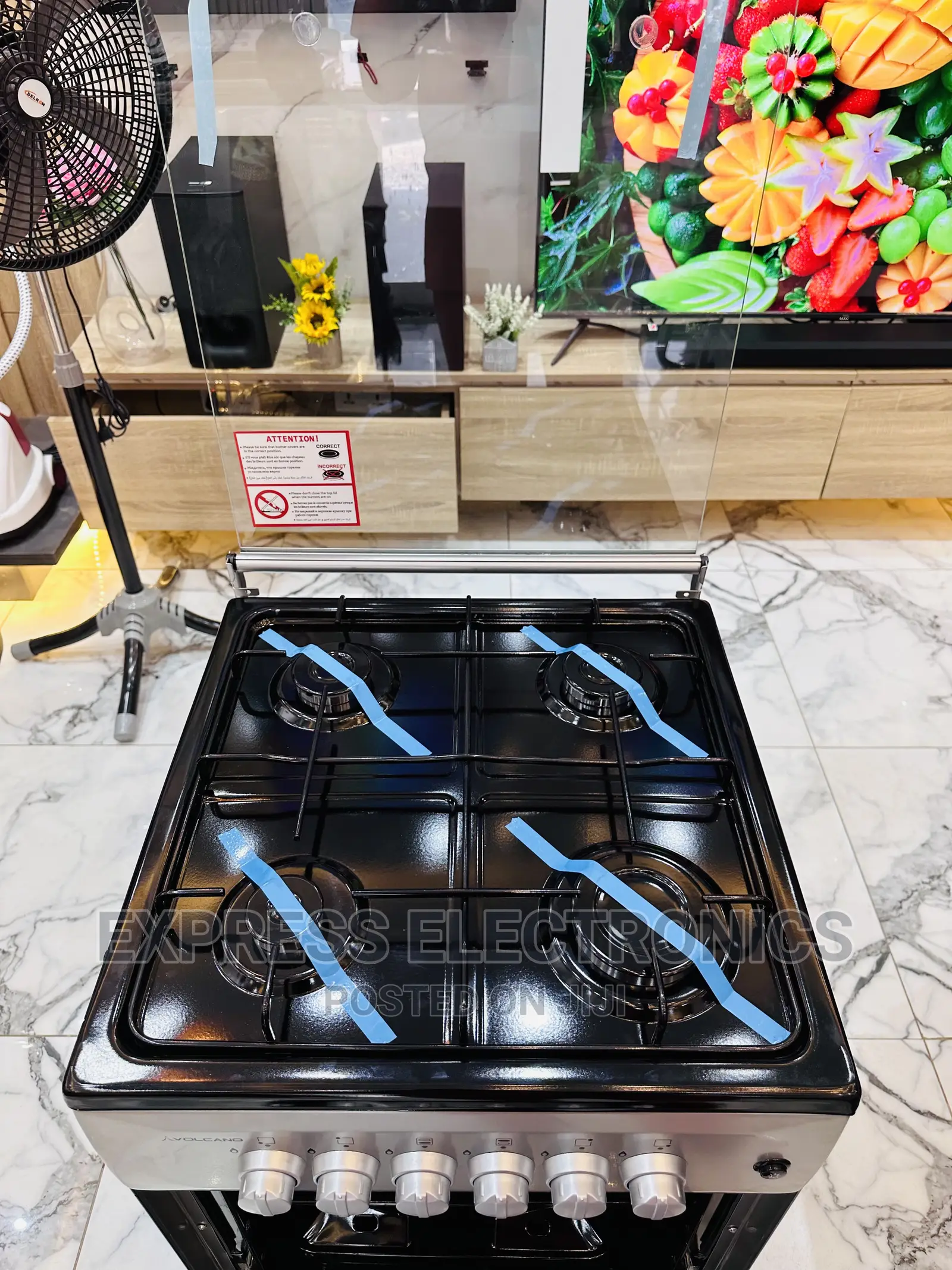 Heat Resistance Gas Cooker 50/50 4burner Oven Sliver Color