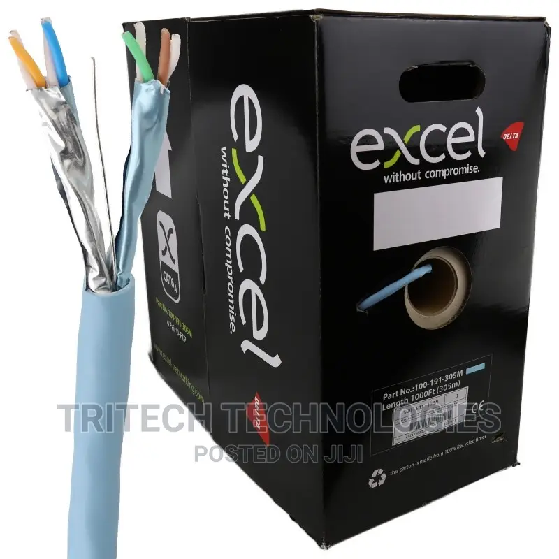 Excel Cat6a 305m U/FTP S/Foil CBL 305m Bx-Ice Blue