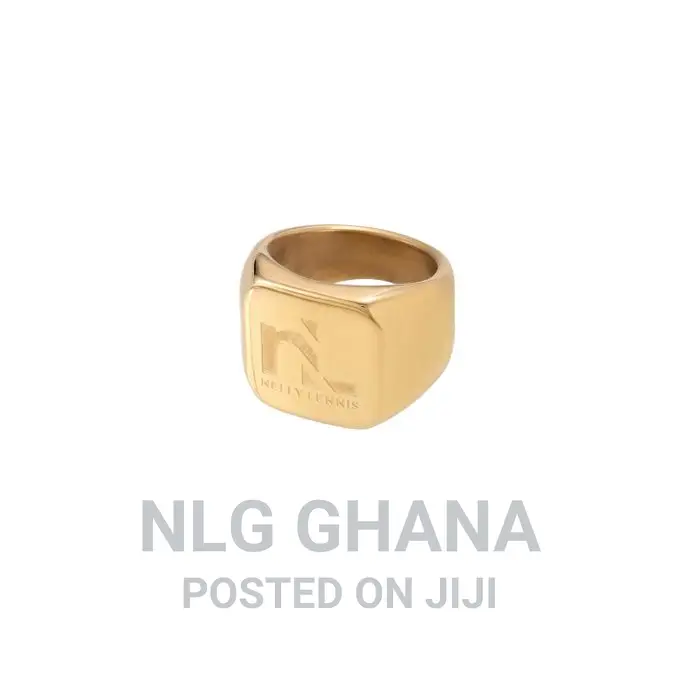 NELLY LENNIS Square Biker Signet Ring - Gold