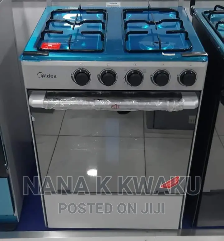 Silver Colour_midea 4 Burner Gas Cooker With Oven Grill