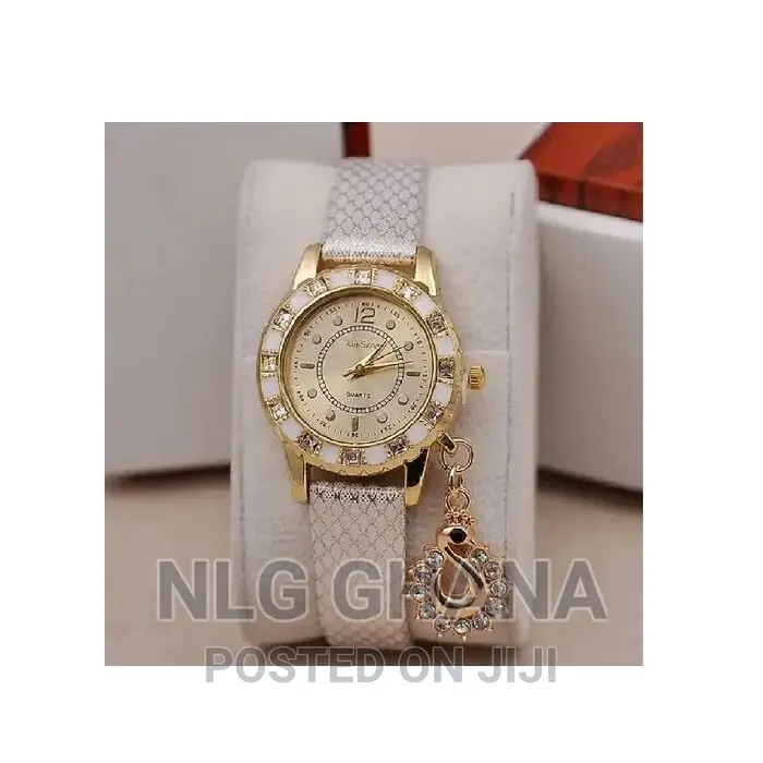 Diamond Pendant PU Leather Bracelet Watch