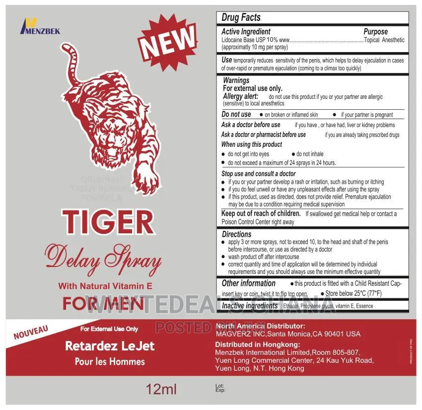 Tiger Original Delay Spray for Men - 12ml