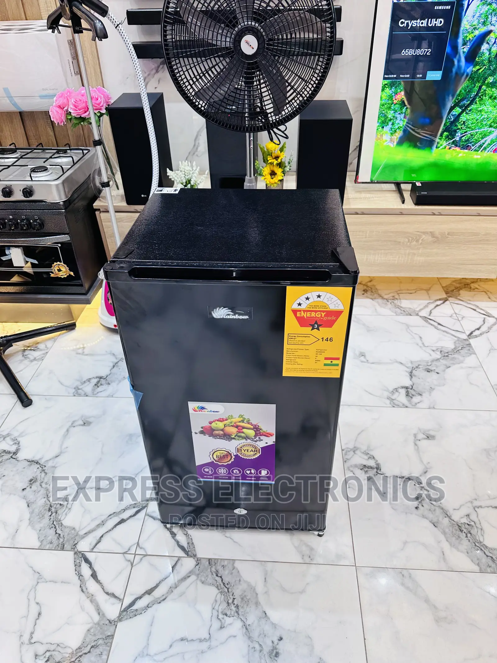 Grab Your Favorite  Black Rainbow Table Top Fridge