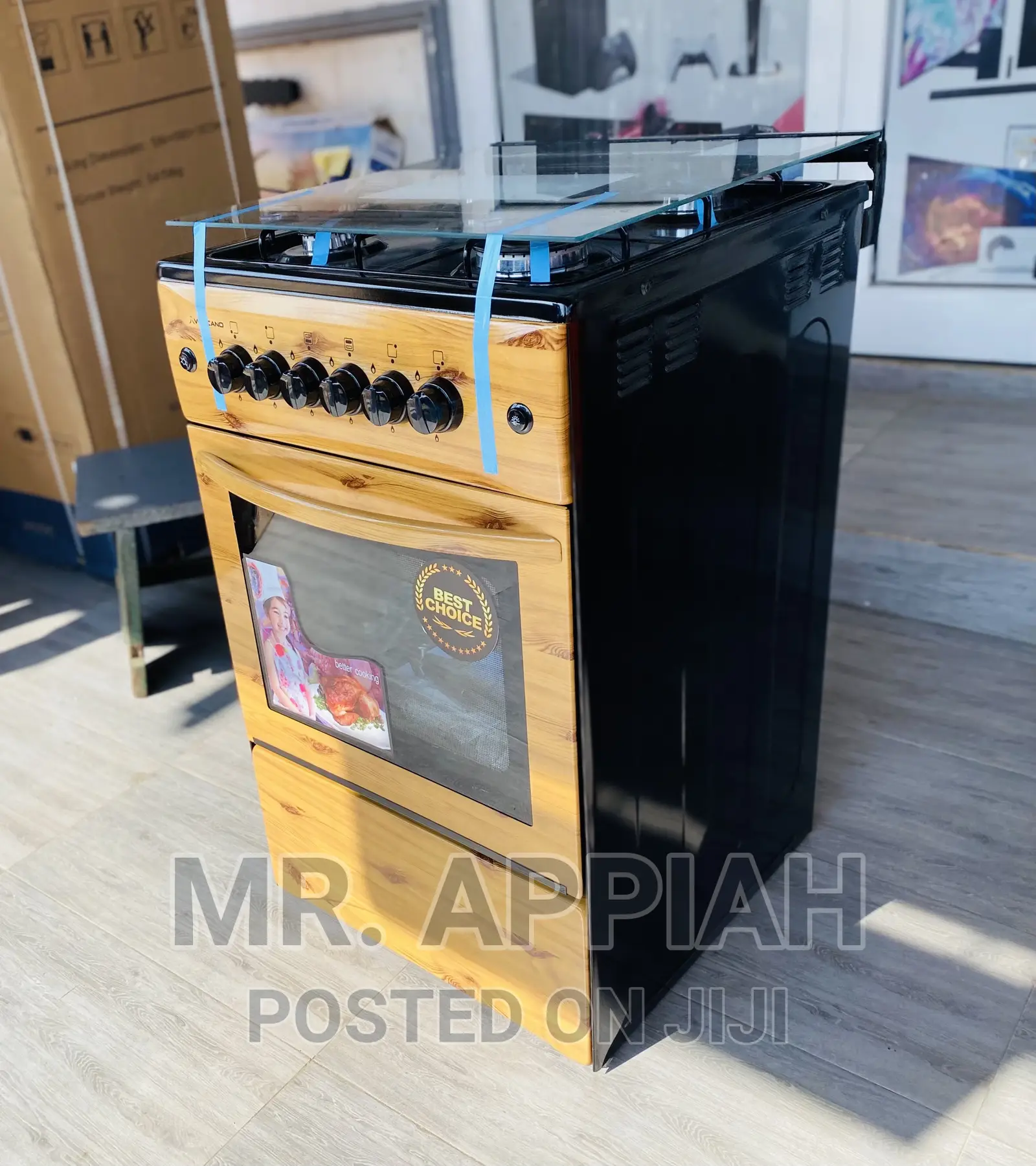 High Quality Volcano 50x50 4 Gas Burner(Wooden)With Oven 