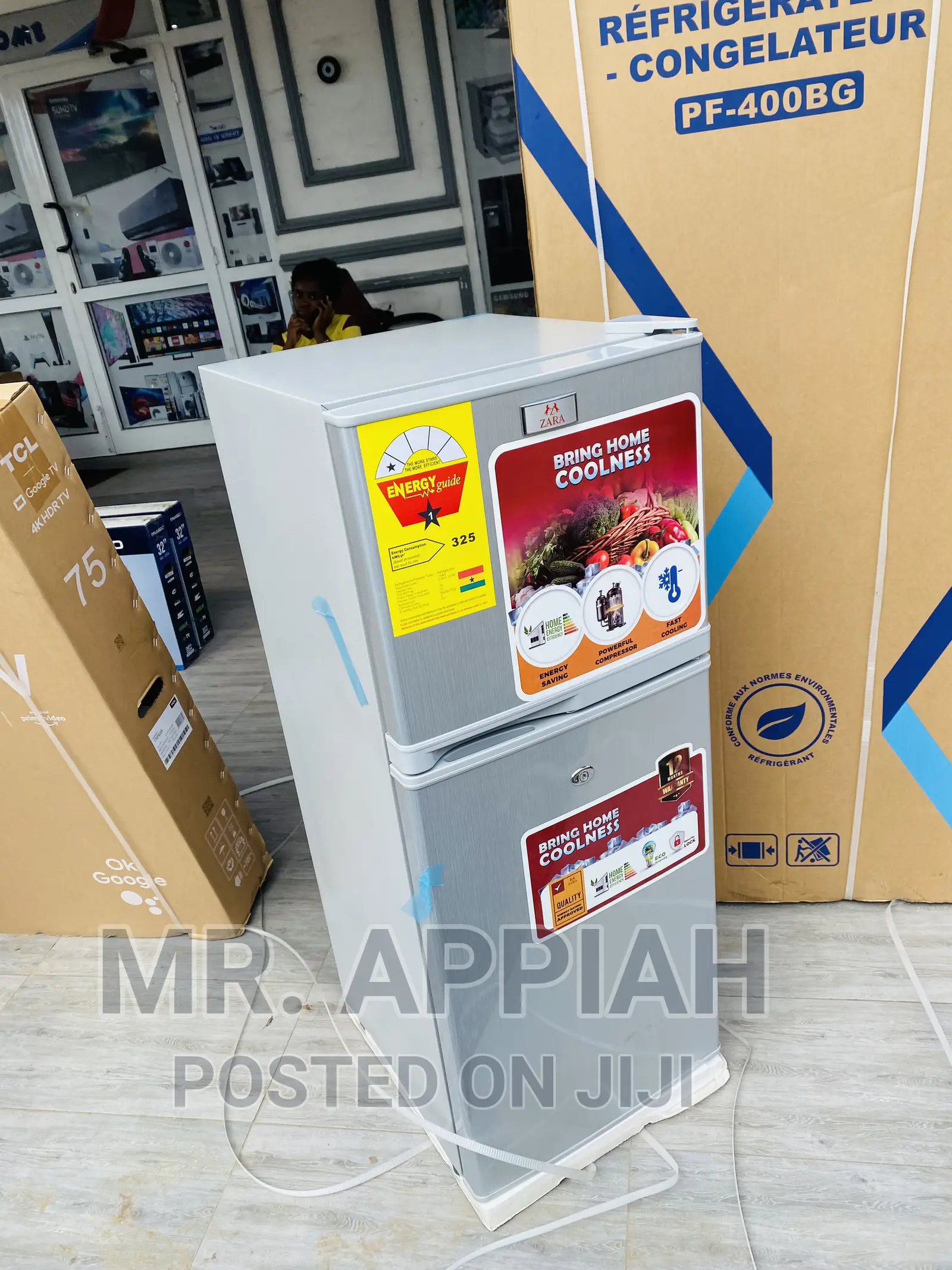 New Zara Double Door Refrigerator(14TM)Silver 