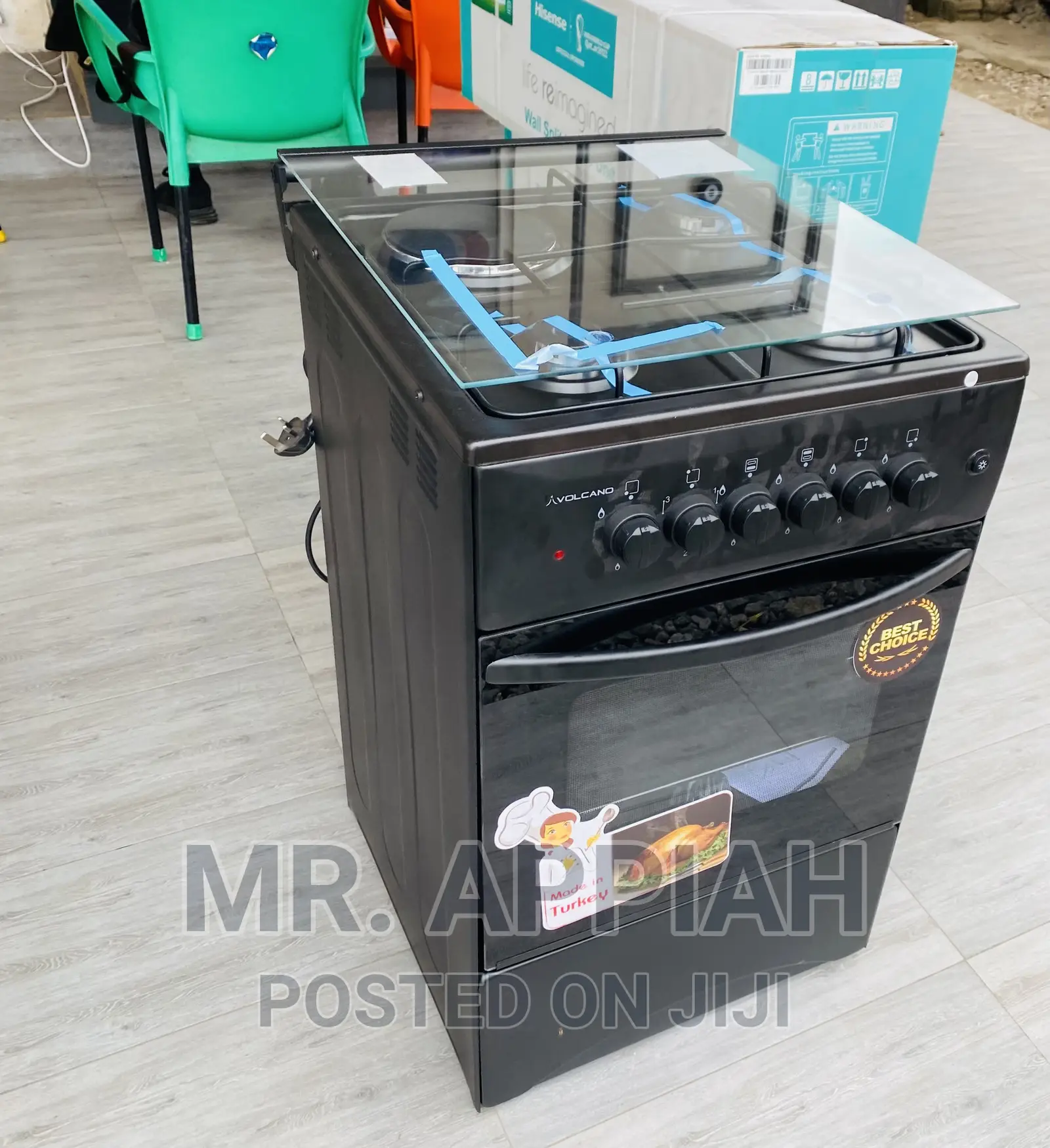 Brand  New Volcano 50x50 3 Gas + 1 Electric Cooker(Black).