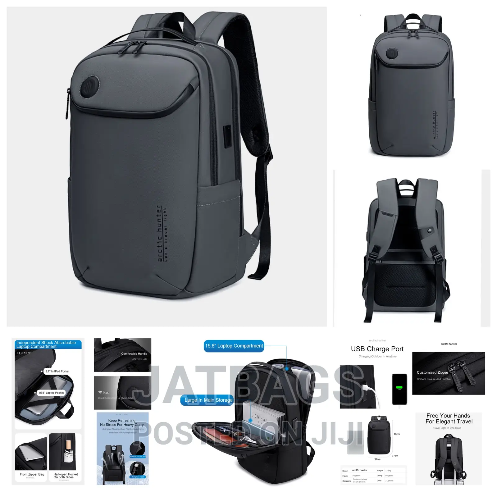 Gray Arctic Hunter Laptop Backpack (Free Delivery)