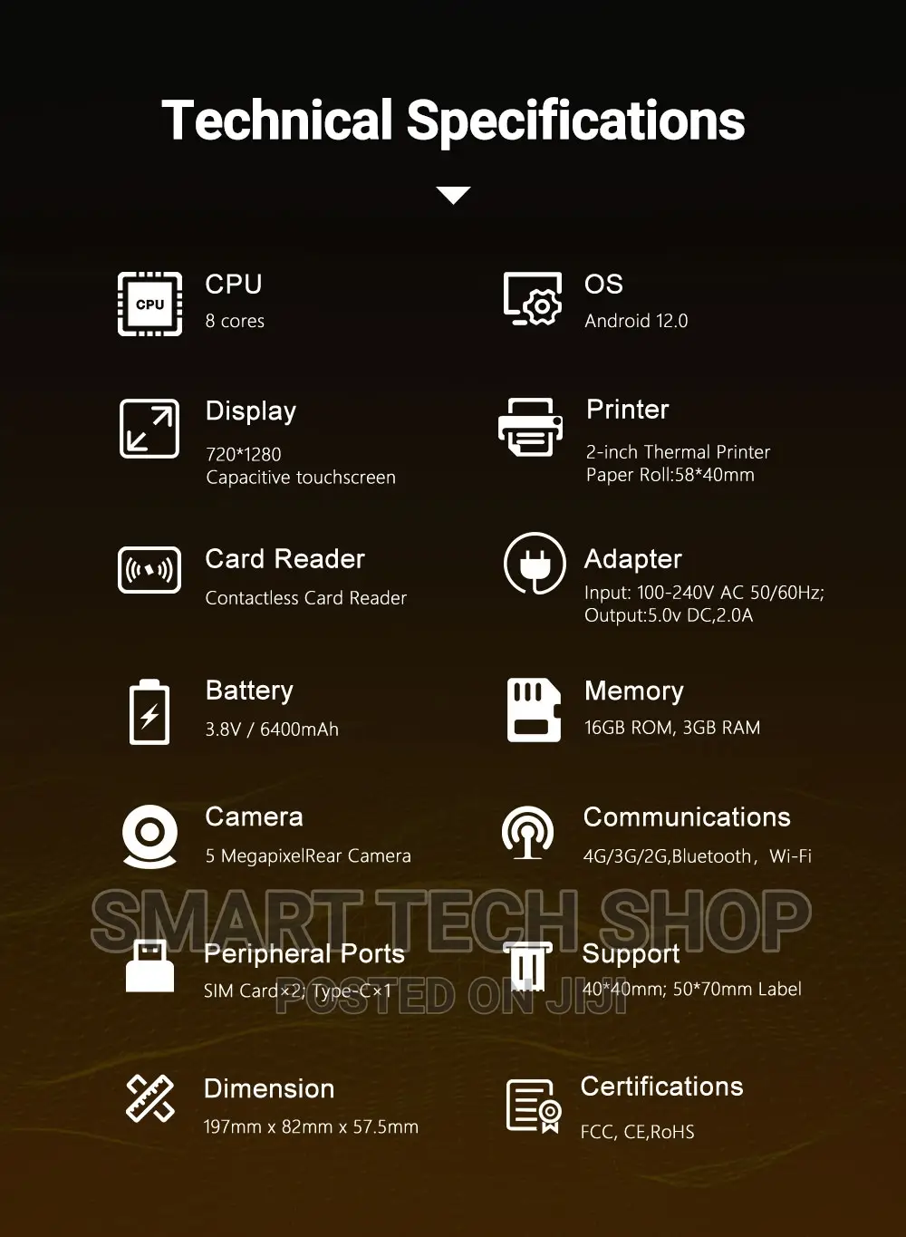 4G Integrated Printing Handheld Android POS Barcode Scanner