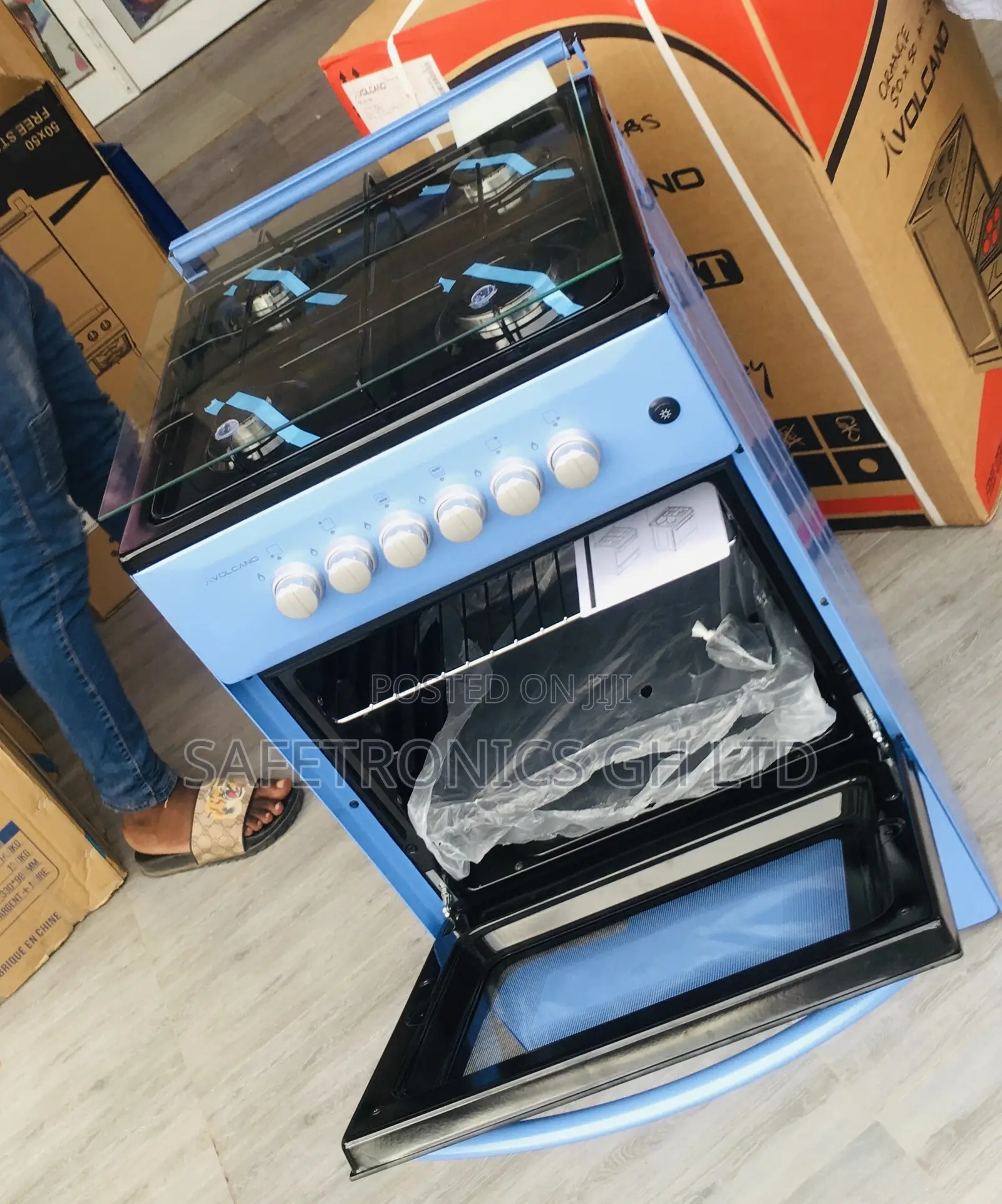 4 Gas Burner Oven Grill Cooker 50x50 Blue Cooker Volcano