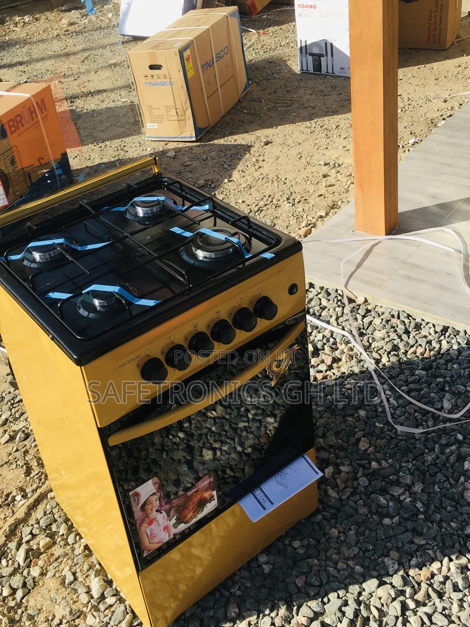 Gas Cooker Gold 4 Burner Oven With Grill 50x50 Volcano