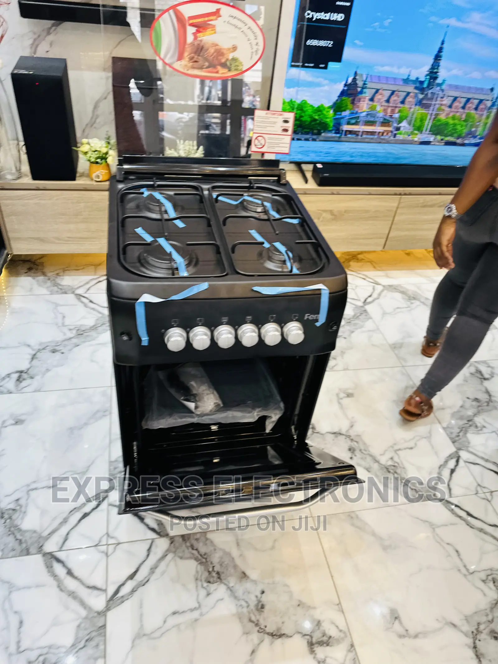 Flame  It Up With 60/60 Gas Cooker Oven Grill 4burner Black