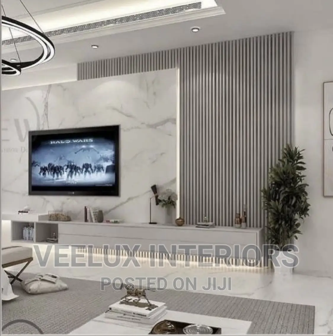 Gray-White Tv Unit Composition || Interior Design and Decor