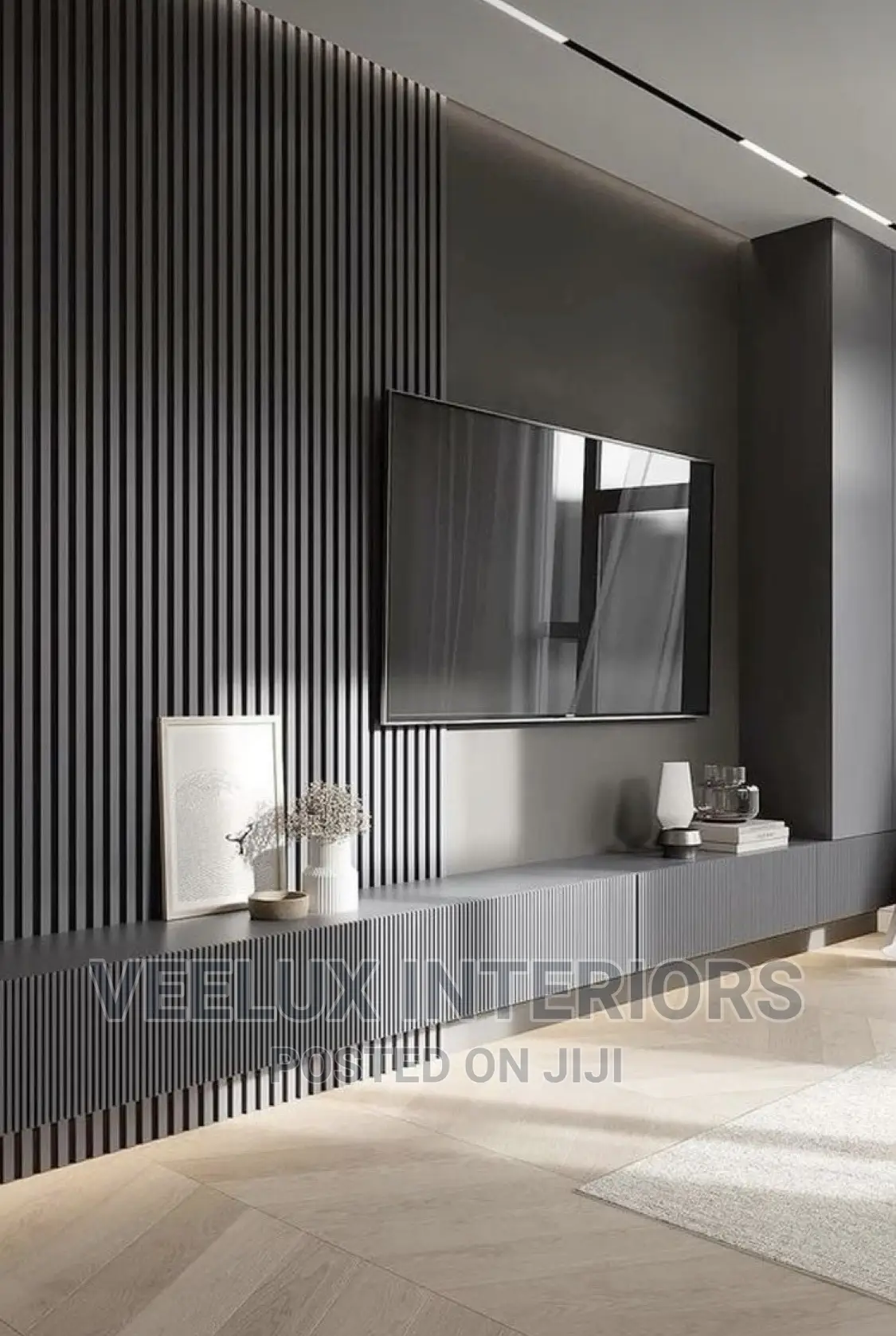 Fulllength-Black Tv Unit || Interior Design