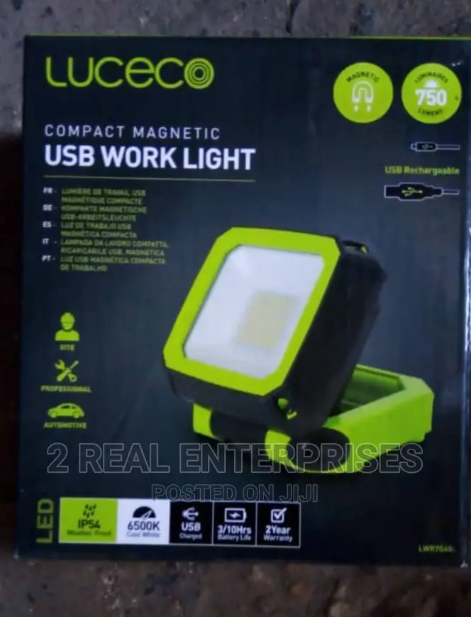 Luceco Compact Magnetic USB Charged Work Light, Green