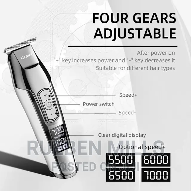 Rechargeable Silver Kemei Barbering Shaving Machine