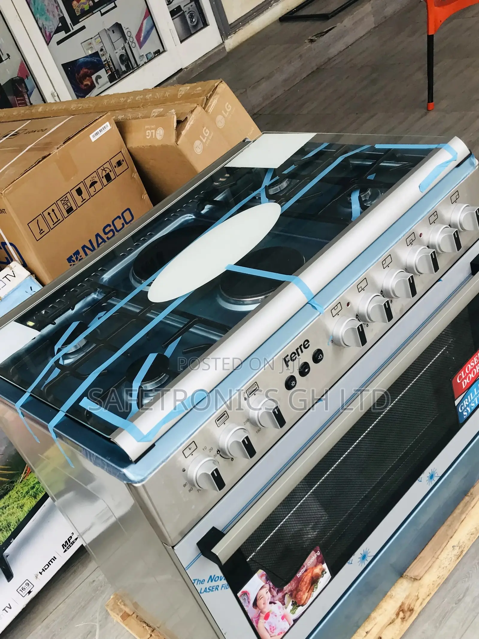 Neat Oven With Grill 60x90 Ferre 4 Gas 2 Electric Glass Lid