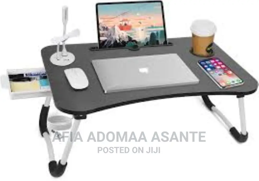 Foldable Laptop/Study Table With USB Port And Side Drawer