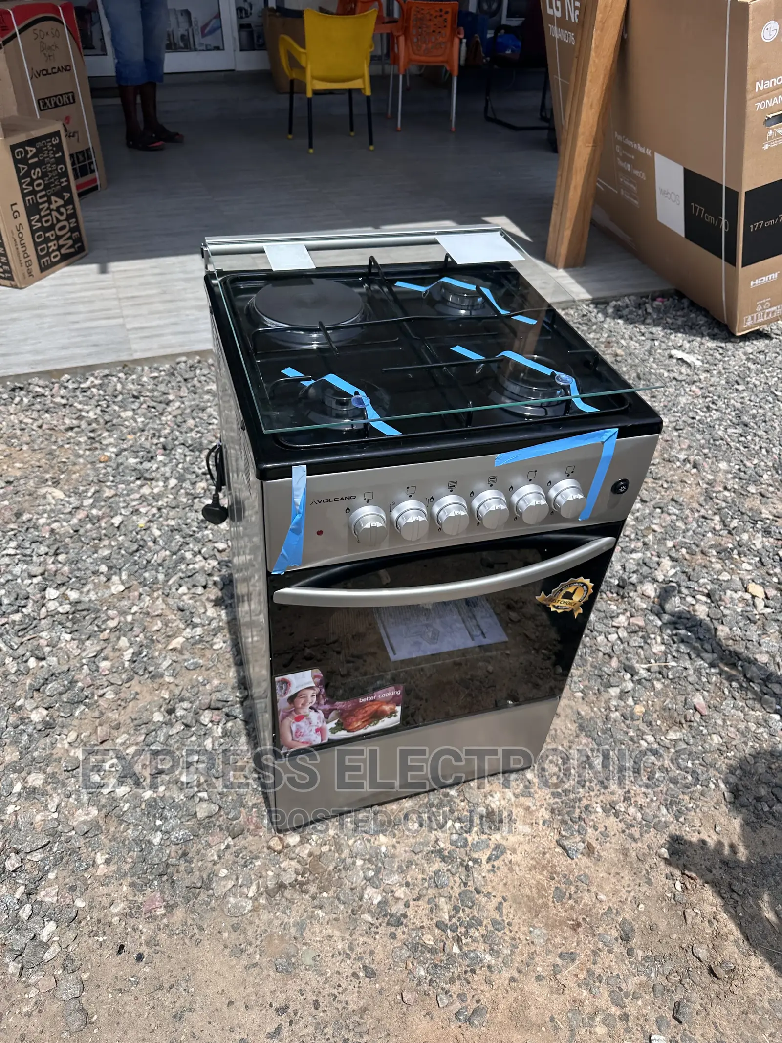 Sliver 3+1 Gas Cooker Oven With Sliver Knobs