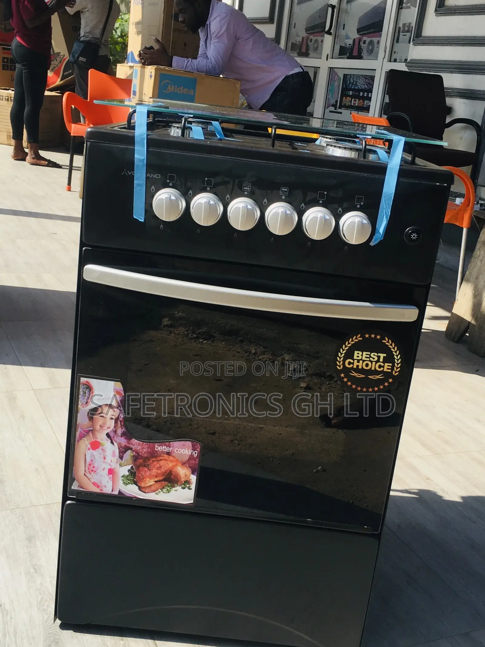 Fast 4 Gas Cooker Oven With Grill Volcano 50x50 Black 