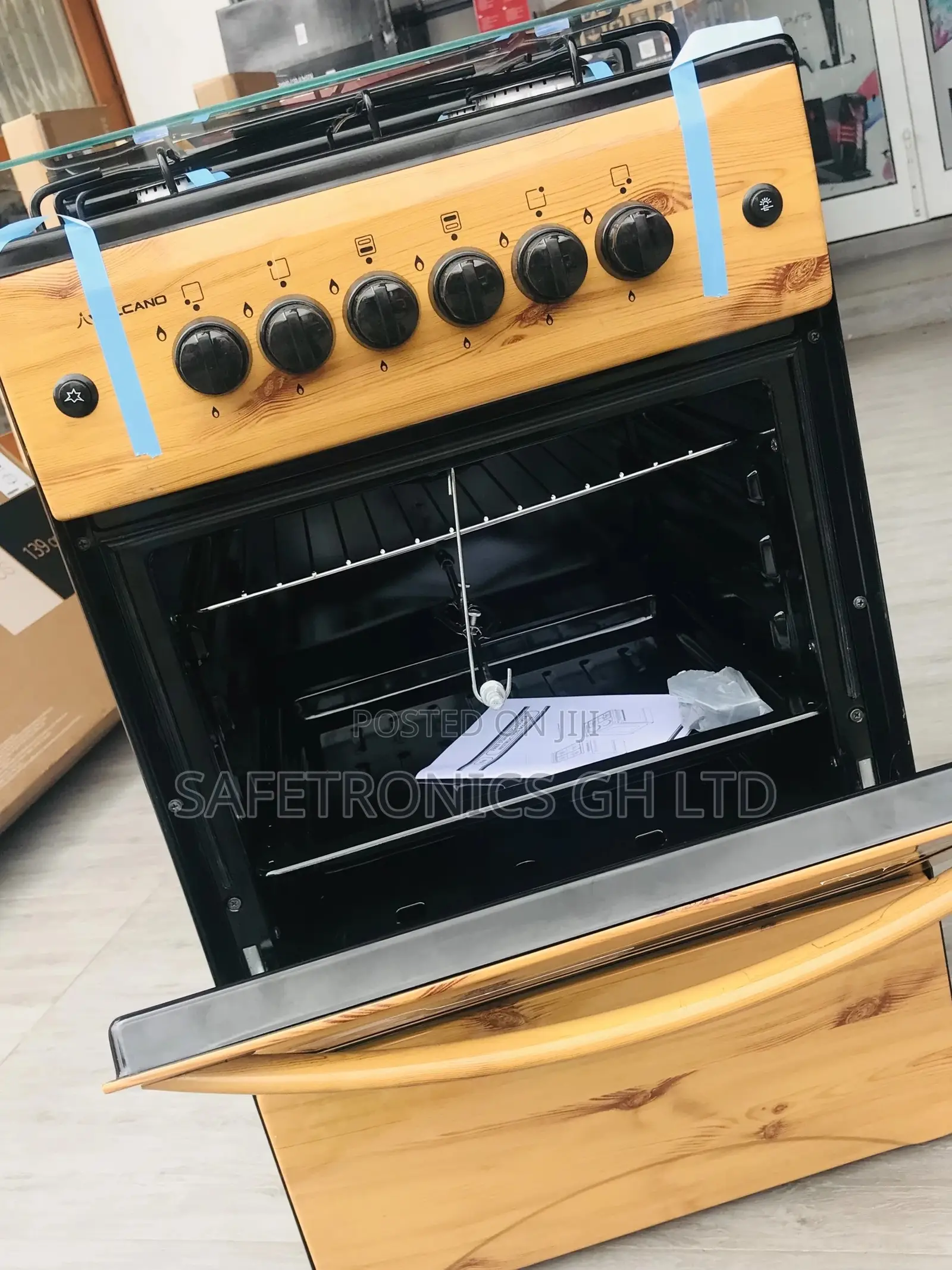 Adjustable 4 Gas Oven With Grill 50x50 Light Wooden Volcano