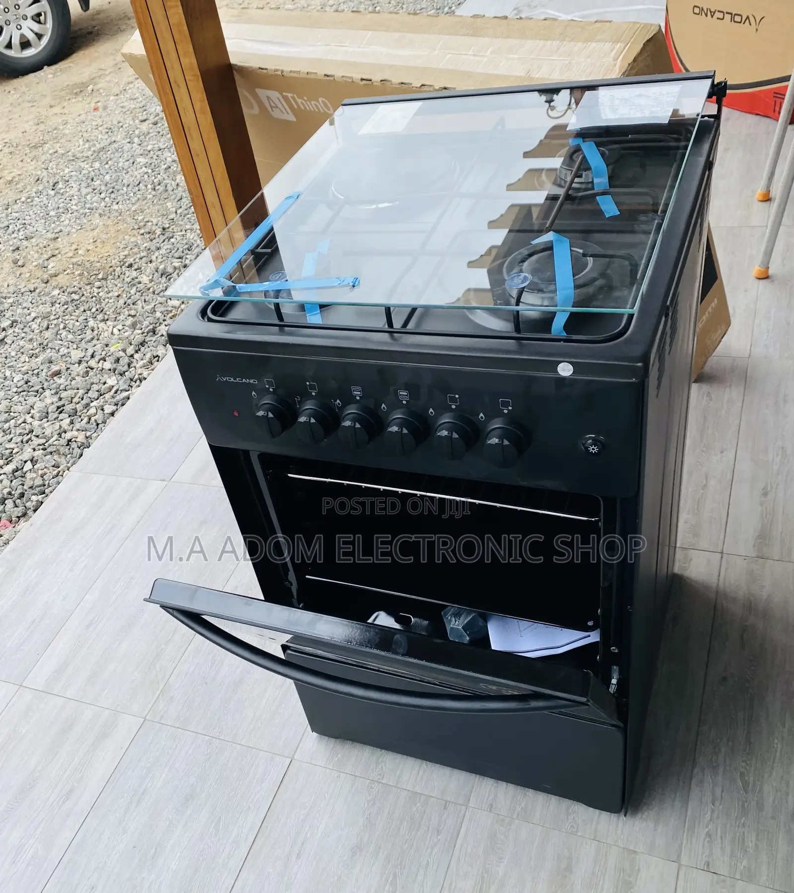 Quality Volcano 3 Gas Burner + 1 Electric Cooker(Black) 