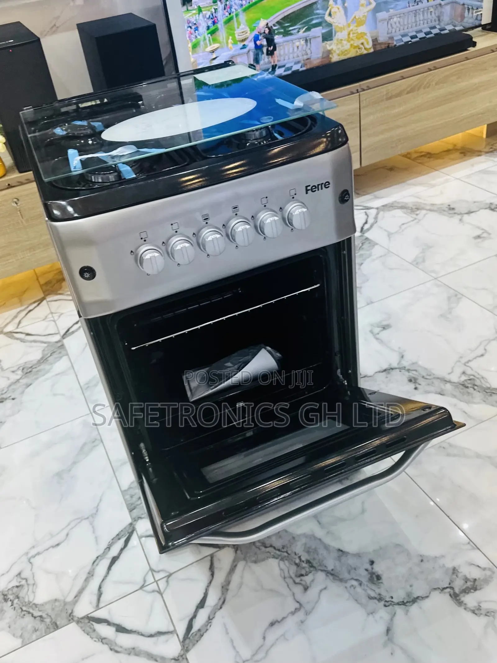 Ferre 4BURNER Gas Oven With Grill 50x55 Sliver Cooker